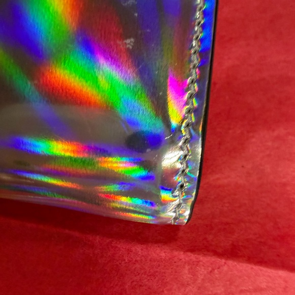 CHRISTIAN LOUBOUTIN SILVER HOLOGRAPHIC BOUDOIR STUDDED BAG WITH COA - Picture 9 of 15